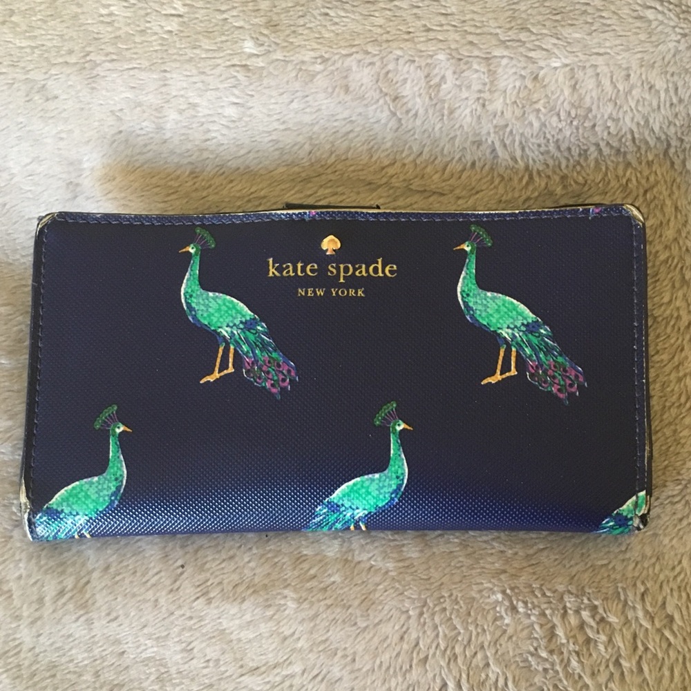 Kate Spade Peacock Large slim bifold wallet